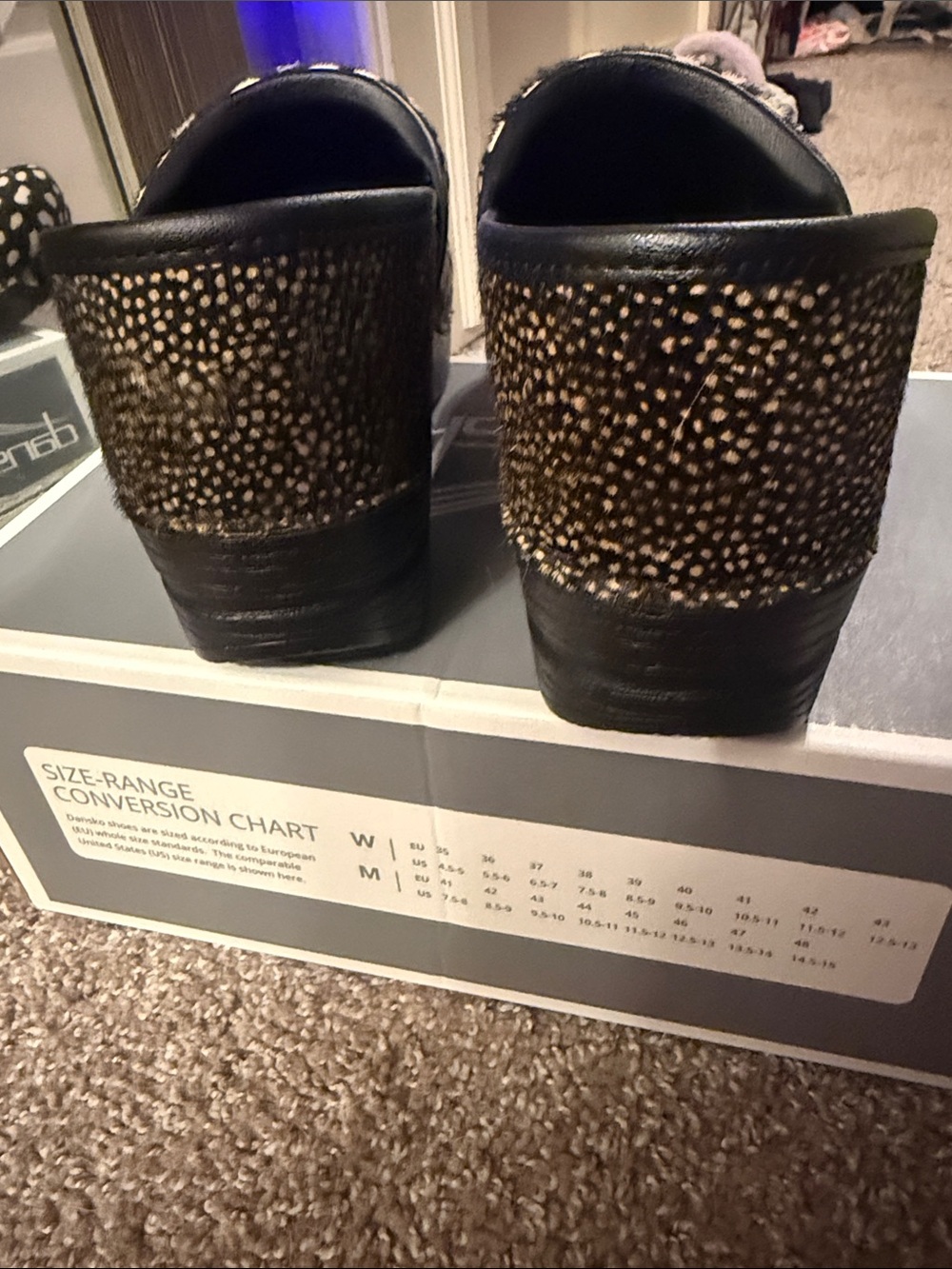 Dansko Black & White Spotted Haircalf Clog - Picture 6 of 10